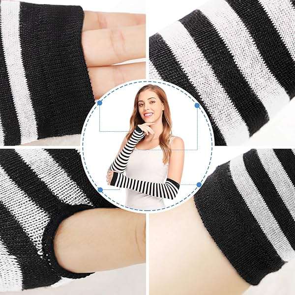 Bienvenu Punk Gothic Rock Long Arm Warmer Fingerless Gloves - Image 6
