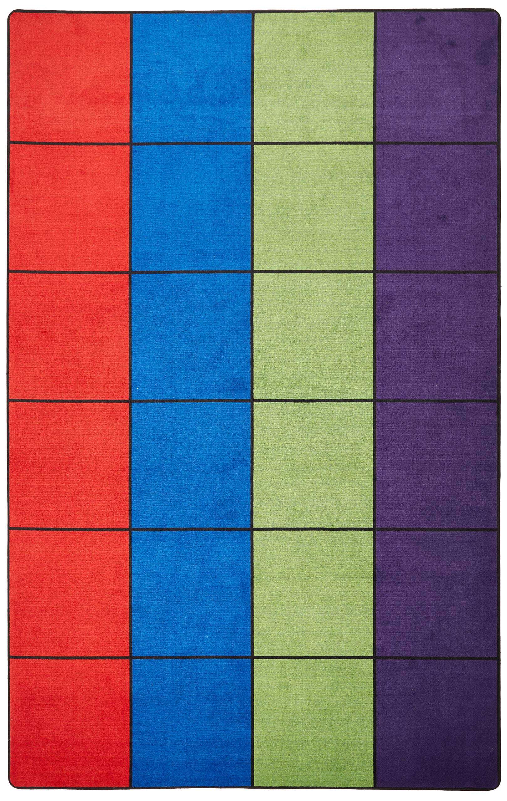 KIDCARPET.COM Blocks Seating Classroom Rug Multi with 24 Squares, 7'6" x 12' Rectangle, Educational Classroom Rug, Kids Learning Play Mat | Area Rug for Bedroom or Playroom - Image 1