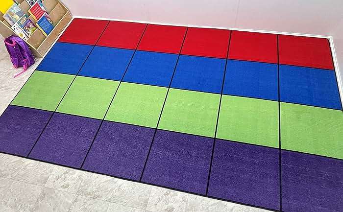 KIDCARPET.COM Blocks Seating Classroom Rug Multi with 24 Squares, 7'6" x 12' Rectangle, Educational Classroom Rug, Kids Learning Play Mat | Area Rug for Bedroom or Playroom - Image 5