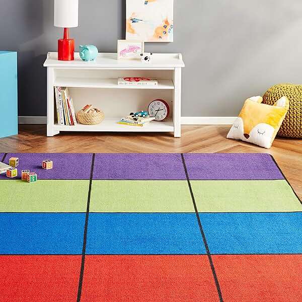 KIDCARPET.COM Blocks Seating Classroom Rug Multi with 24 Squares, 7'6" x 12' Rectangle, Educational Classroom Rug, Kids Learning Play Mat | Area Rug for Bedroom or Playroom - Image 9