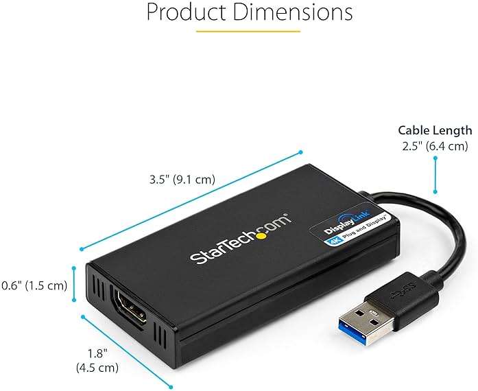 StarTech USB 3.0 to HDMI Adapter, 4K 30Hz UHD, USB to HDMI Display Adapter, External Adapter for Mac & Windows, TAA - Image 5