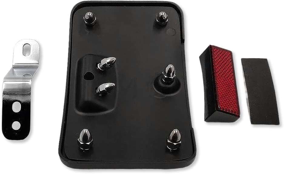HTTMT MT388-BK Black Laydown Curved License Plate Bracket Tag Holder w/Mount Kit Compatible with Harley Davidson 2005-2007 Softail Springer Classic FLSTSC/ 2005-2017 Softail Deluxe FLSTN - Image 3