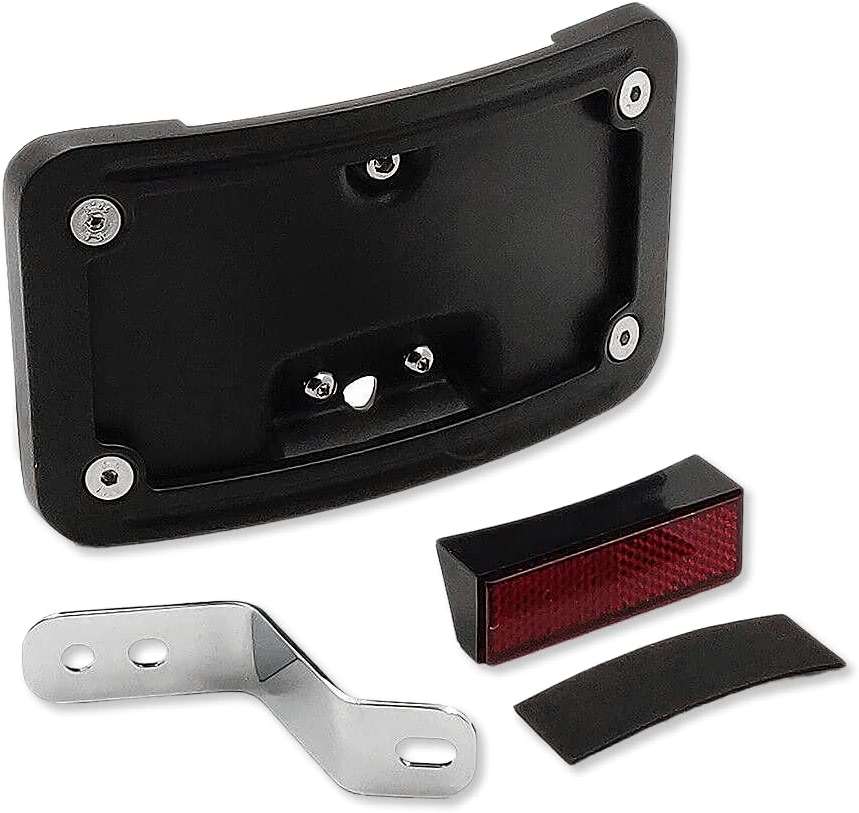 HTTMT MT388-BK Black Laydown Curved License Plate Bracket Tag Holder w/Mount Kit Compatible with Harley Davidson 2005-2007 Softail Springer Classic FLSTSC/ 2005-2017 Softail Deluxe FLSTN - Image 6