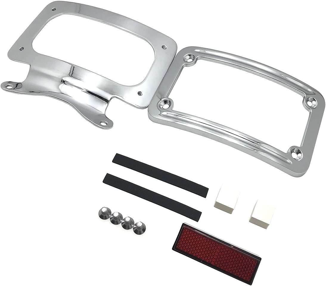 HTTMT MT389-CD Chrome Laydown Curved License Plate Bracket Tag Holder Compatible with 2010-later FLHX, FLHXS, FLHXSE, FLTRX, FLTRXS and '10-'12 FLHXSE (Street Glide Special FLHXS/Road Glide FLTRX) - Image 2
