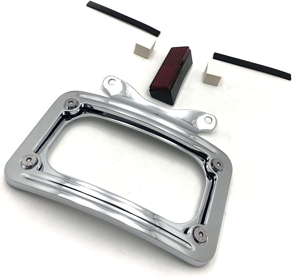 HTTMT MT389-CD Chrome Laydown Curved License Plate Bracket Tag Holder Compatible with 2010-later FLHX, FLHXS, FLHXSE, FLTRX, FLTRXS and '10-'12 FLHXSE (Street Glide Special FLHXS/Road Glide FLTRX) - Image 3