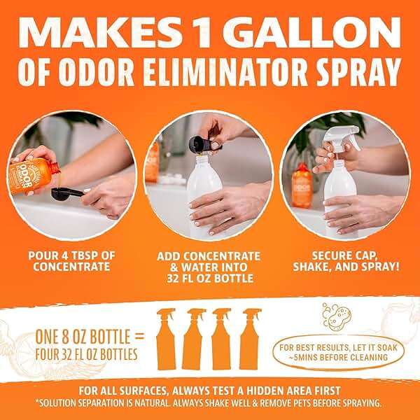 Angry Orange Pet Odor Eliminator 8 oz. bottle- Industrial Strength Pet Odor Remover - Makes (4) 32oz. Bottles - 1 Gallon - Neutralizes and Sanitizes Tough Pet Odors Fast - Image 2