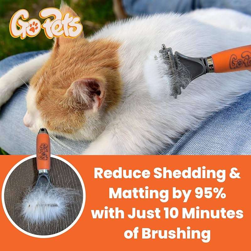 GoPets 2-in-1 Dematting Comb for Dogs, Pet Grooming Rake, Double-Sided Dog Brush for Shedding, Deshedding Brush for Cats, Undercoat Mat Dematting Tool for Long Haired Cats, Grooming Matting Hair - Image 4
