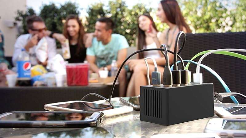 Sabrent 60 Watt (12 Amp) 10-Port [UL Certified] Family-Sized Desktop USB Rapid Charger. Smart USB Ports with Auto Detect Technology [Black] (AX-TPCS) - Image 8