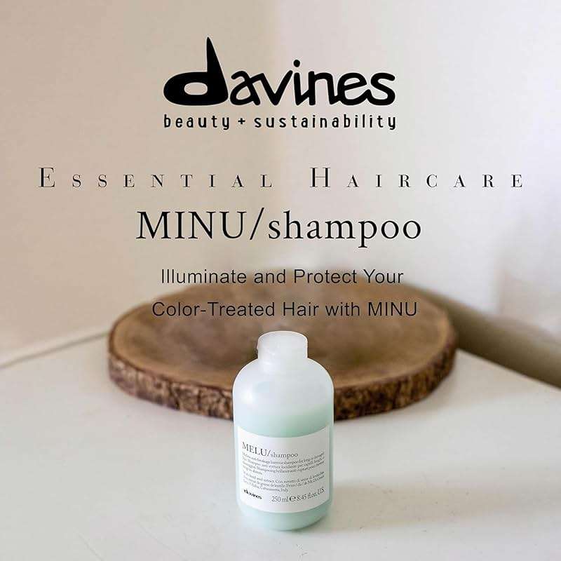 Davines MINU Shampoo, Hydrating Color-Protecting Gentle Cleansing Action for Colored Hair - Preserves Cosmetic Color Vibrancy, Keeping it Bright, Shiny, and Soft with Salina Caper, 8.45 Fl Oz - Image 2