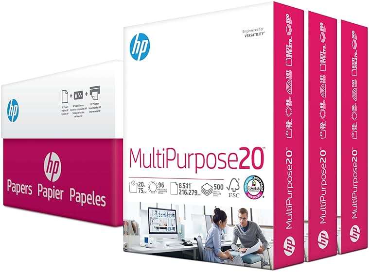 HP Printer Paper | 8.5 x 11 Paper | MultiPurpose 20 lb | 3 Ream Case - 1500 Sheets | 96 Bright | Made in USA - FSC Certified | 112530C - Image 1