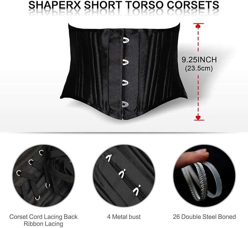 SHAPERX Women's 26 Steel Boned Corset Short Torso Heavy Duty Waist Trainer Corset - Image 4