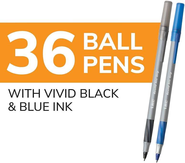 BIC Round Stic Grip Xtra Comfort Assorted Colors Ballpoint Pens, Medium Point (1.2mm), 36-Count Pack, Perfect Writing Pens With Soft Grip for Superb Comfort and Control - Image 3