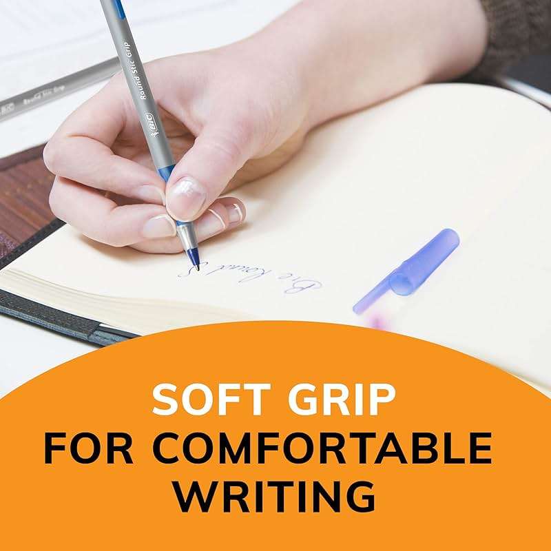 BIC Round Stic Grip Xtra Comfort Assorted Colors Ballpoint Pens, Medium Point (1.2mm), 36-Count Pack, Perfect Writing Pens With Soft Grip for Superb Comfort and Control - Image 7