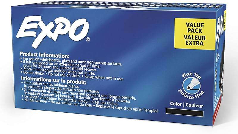 EXPO Dry Erase Markers, Low Odor Ink, Black, Fine Tip, 36 Count - Easily Erases, Ideal for Classroom, Home, Office, Back to School, Teacher Supplies - Image 11