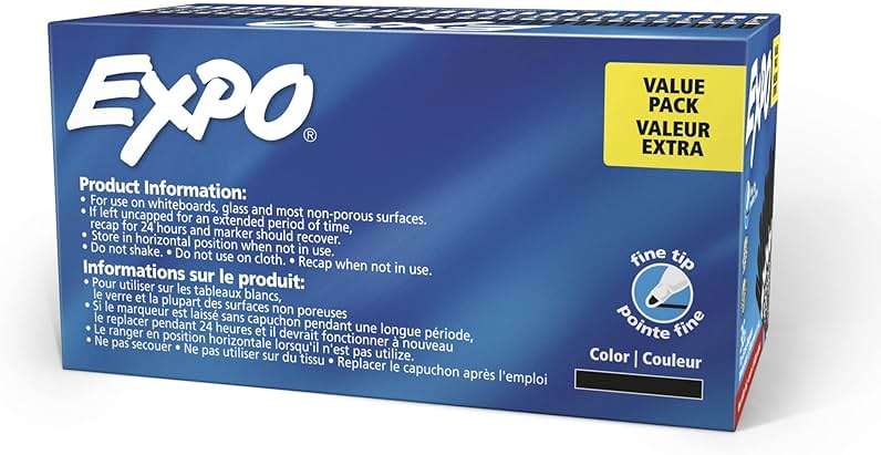 EXPO Dry Erase Markers, Low Odor Ink, Black, Fine Tip, 36 Count - Easily Erases, Ideal for Classroom, Home, Office, Back to School, Teacher Supplies - Image 4
