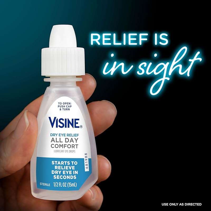 Visine Dry Eye Relief All Day Comfort Lubricant Eye Drops for Up to 10 Hours of Comfort, Dry Eye Drops with Polyethylene Glycol, 0.5 fl. oz - Image 2