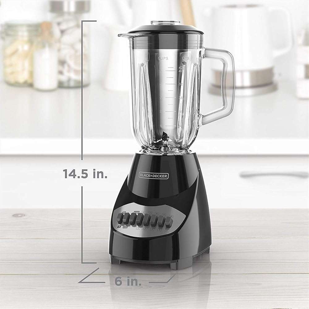 BLACK+DECKER Countertop Blender with 6-Cup Glass Jar, 10-Speed Settings, Black, BL2010BG - Image 3