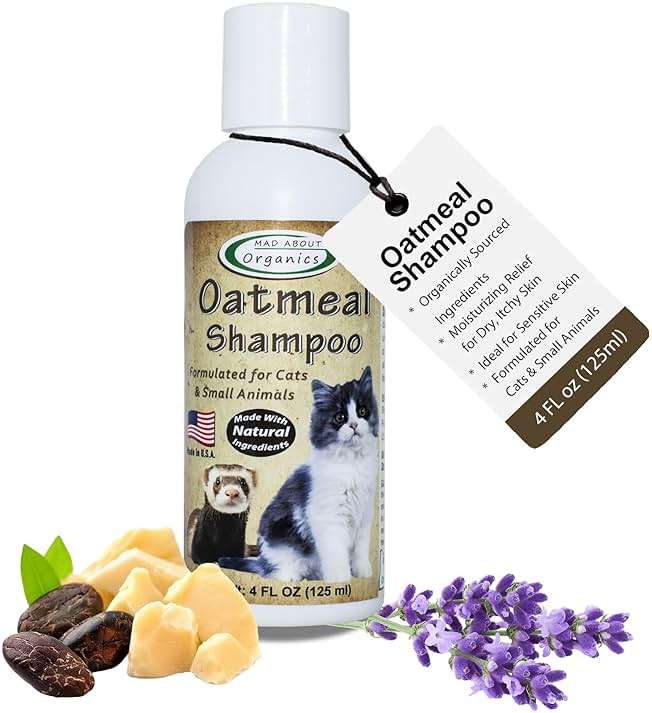 Mad About Organics Oatmeal Shampoo for Cats & Small Pets – Gentle, Balanced Formula for Skin & Coat Health – Comforts Dry Skin Care for Small Pets 4 Weeks & Up, Including Pregnant Pets – 4 oz - Image 1