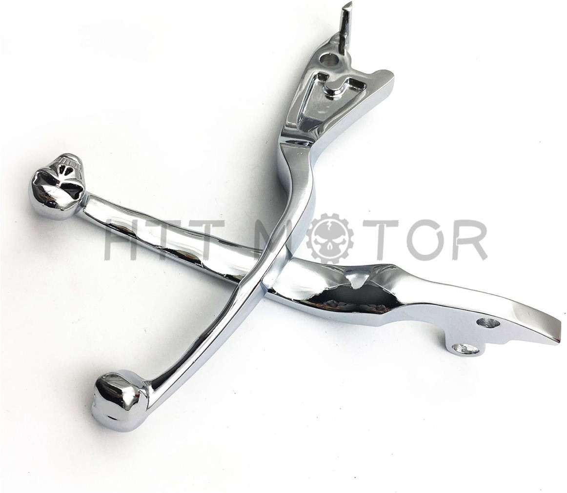 HTTMT MT241-011- Chromed Brake Clutch Skull Hand Levers Fit Compatible with Suzuki Intruder 800 1400 1500 - Image 2