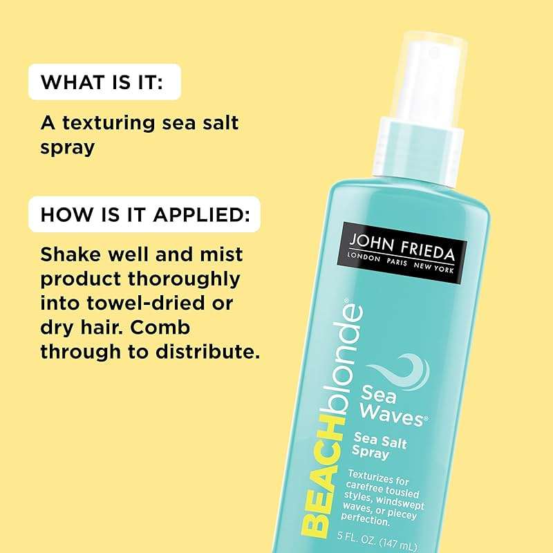 John Frieda Beach Blonde Sea Waves Texturizing Spray with Natural Salt for Tousled, Wavy Volume - 5 Ounce - Image 4