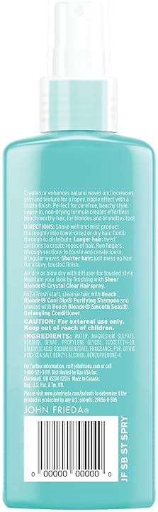 John Frieda Beach Blonde Sea Waves Texturizing Spray with Natural Salt for Tousled, Wavy Volume - 5 Ounce - Image 6