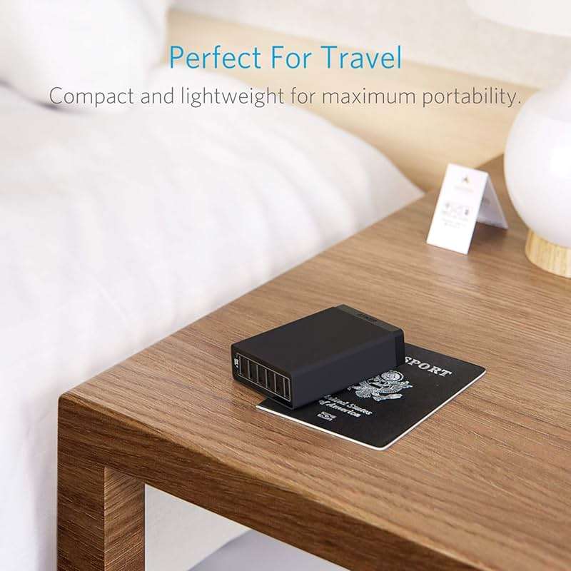 Anker Desktop Charger, 60W 6 Port USB Multiple Charging Hub, PowerPort 6 Multiple USB Charger, Campatible with iPhone, iPad, MacBook, Galaxy, LG, HTC, and More - Image 4