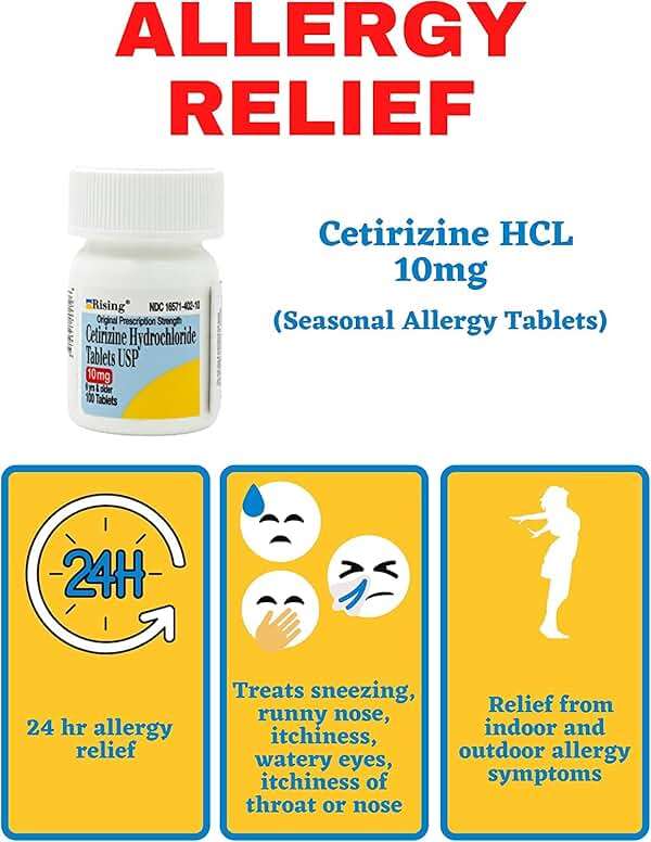 Cetirizine 10 mg Antihistamine Tablets Generic for Zyrtec 24 Hour Allergy Tablets 100 Tablets per Bottle Pack of 2 Total 200 Tablets - Image 3