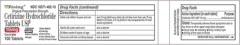 Cetirizine 10 mg Antihistamine Tablets Generic for Zyrtec 24 Hour Allergy Tablets 100 Tablets per Bottle Pack of 2 Total 200 Tablets - Image 5