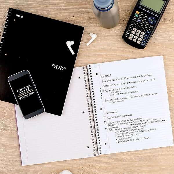 Five Star Spiral Notebooks Plus Study App, 2 Pack, 5 Subject, College Ruled Paper, 11" x 8-1/2", 200 Sheets, Black & White (73035) - Image 8
