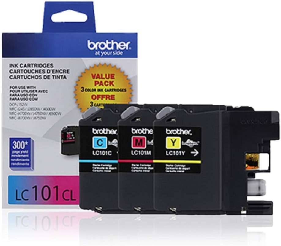 Brother LC101 3PKS Ink Cartridge - Cyan, Magenta, Yellow - 1 Each in Retail Packing - Image 1