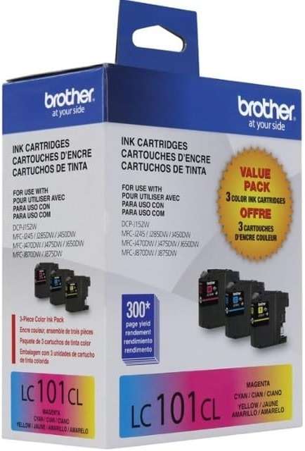 Brother LC101 3PKS Ink Cartridge - Cyan, Magenta, Yellow - 1 Each in Retail Packing - Image 2
