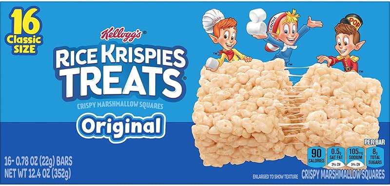 Rice Krispies Treats Crispy Marshmallow Squares, Kids Snacks, Cereal Bars, Original, 12.4oz Box (16 Bars) - Image 9