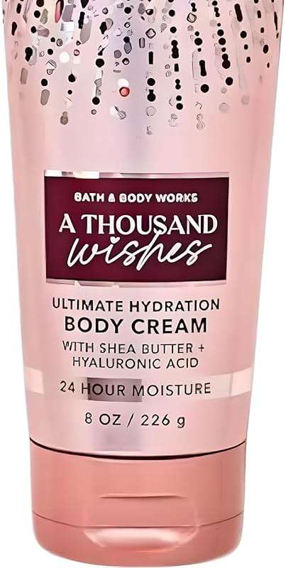 Bath & Body Works A Thousand Wishes Body Cream, Ultimate Hydration Moisturizer with Shea Butter & Hyaluronic Acid for Dry Skin, Prosecco and Peony Scent, 8 oz - 1 Pack - Image 3