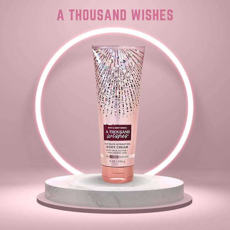 Bath & Body Works A Thousand Wishes Body Cream, Ultimate Hydration Moisturizer with Shea Butter & Hyaluronic Acid for Dry Skin, Prosecco and Peony Scent, 8 oz - 1 Pack - Image 4