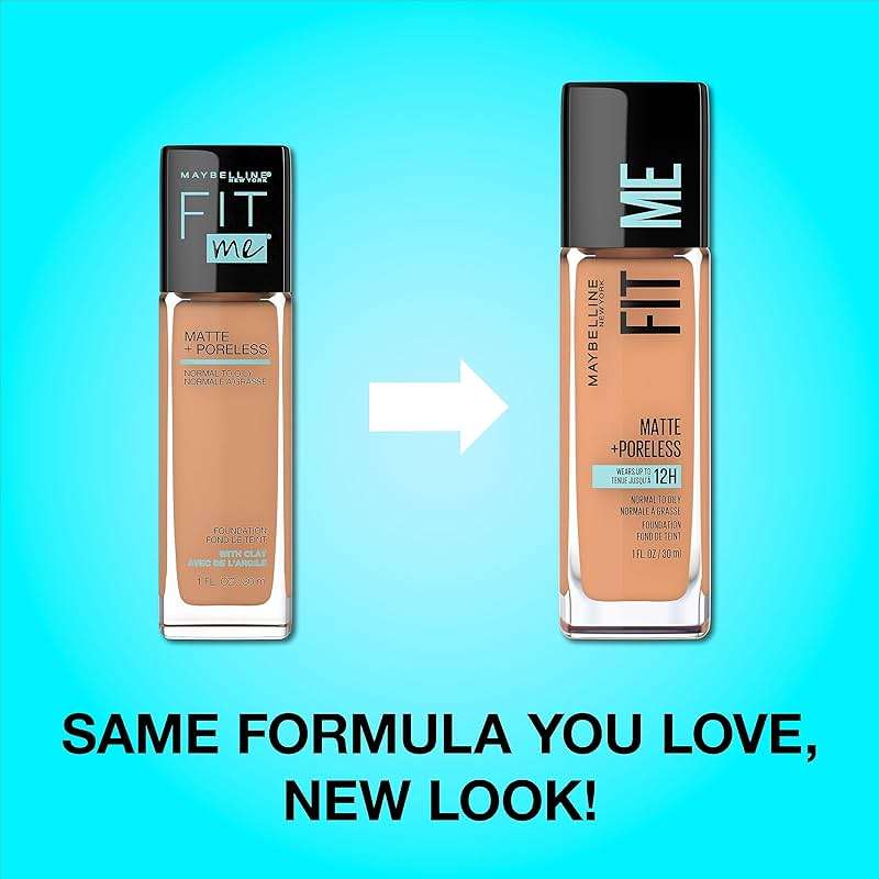 Maybelline Fit Me Matte + Poreless Liquid Oil-Free Foundation Makeup, Natural Beige, 1 Count (Packaging May Vary) - Image 2