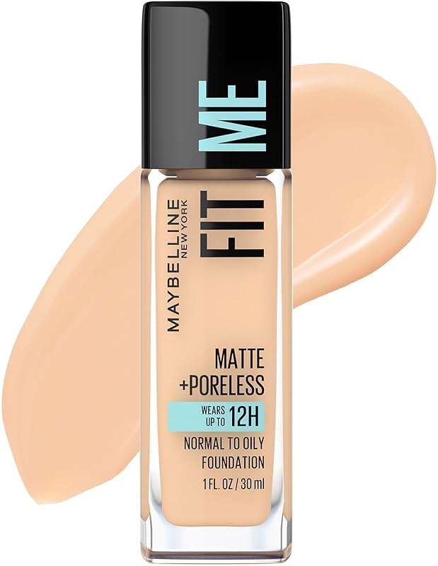 Maybelline Fit Me Matte + Poreless Liquid Oil-Free Foundation Makeup, Classic Ivory, 1 Count (Packaging May Vary) - Image 1