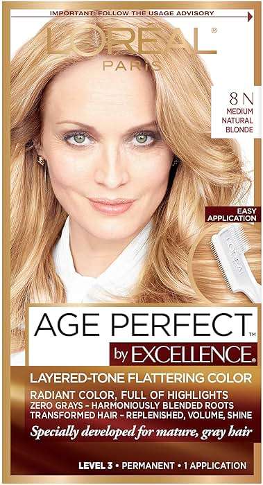 L'Oreal Paris Excellence Age Perfect Layered Tone Flattering Color, 8N Medium Natural Blonde Set (Packaging May Vary) - Image 1