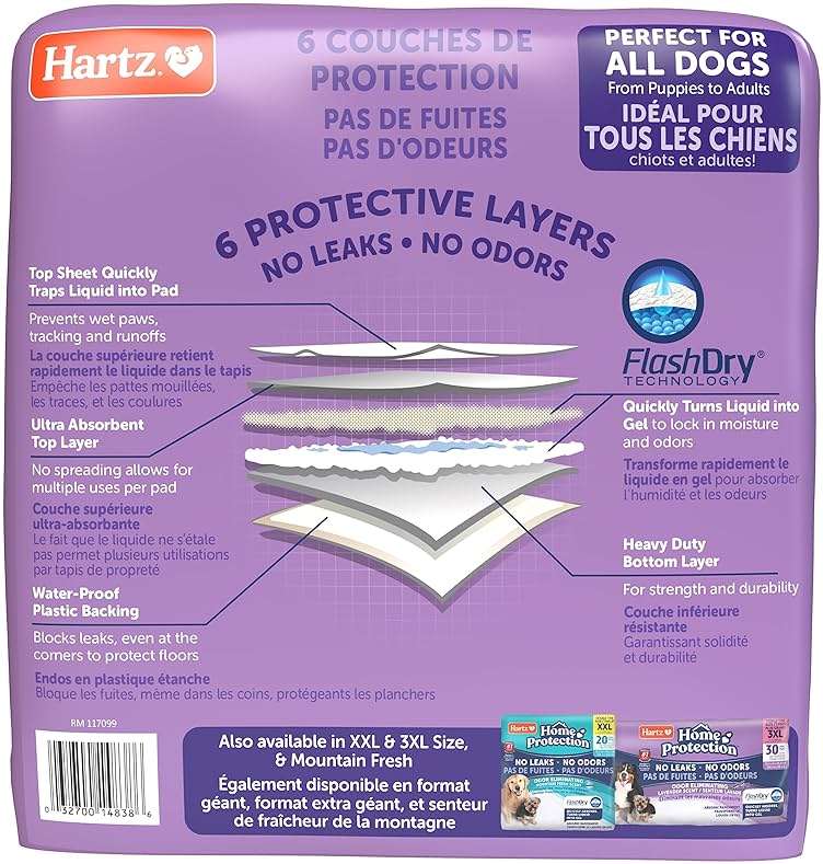 Hartz Home Protection Super Absorbent Odor Eliminating Lavender Scented No Leak Dog Pads, 50 count - Image 8