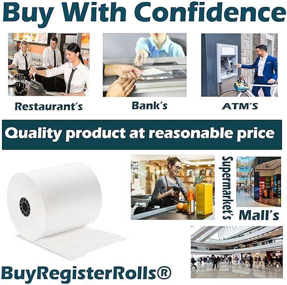 (50 Rolls) 3 1/8 x 230 Thermal Paper Receipt Rolls (55 GSM Premium Quality German Paper) Fits All POS Cash Registers BPA Free - BuyRegisterRolls - Image 2