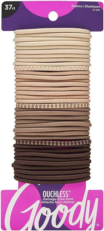 Goody Ouchless Hair Elastics – No Pull, No Breakage, Tangle-Free Hold for Thick, Curly, Coily & Textured Hair – 37 Count, Blonde, Long-Lasting Ponytail Holders for Women & Men - Image 1