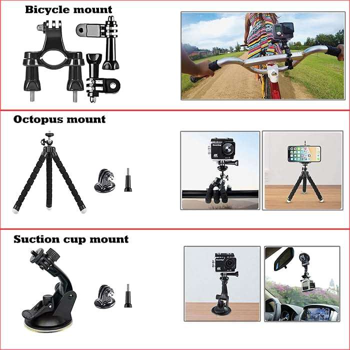 60 in 1 Camera Accessories Kit Compatible with GoPro Hero 13 12 11 10 9 8 7 6 /Session 5/Hero 4/3+/3/2/1, Insta360, DJI Osmo Action, AKASO, APEMAN, Campark, SJCAM - Image 3