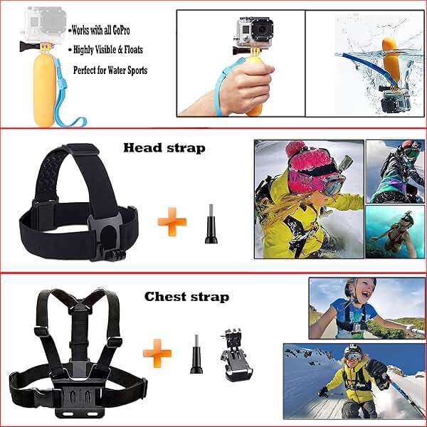 60 in 1 Camera Accessories Kit Compatible with GoPro Hero 13 12 11 10 9 8 7 6 /Session 5/Hero 4/3+/3/2/1, Insta360, DJI Osmo Action, AKASO, APEMAN, Campark, SJCAM - Image 4