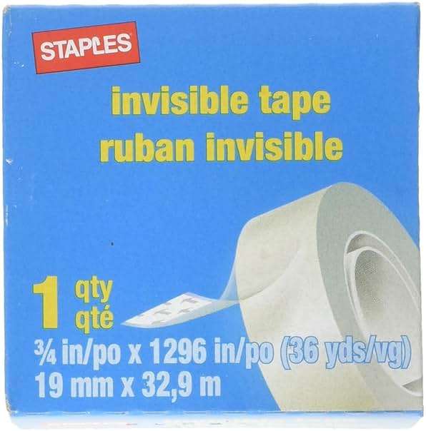 Staples Invisible Clear Tape, 0.75" x 36 yds., 12 Rolls – Matte Finish Tape for Repairs, Labeling & Office Use - Image 4