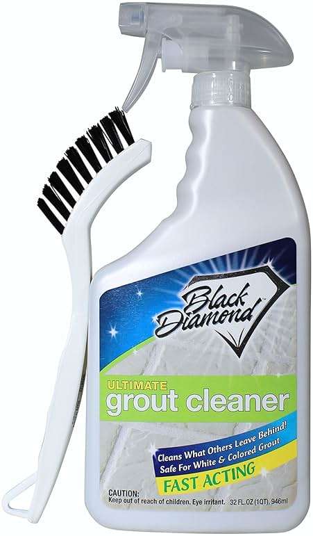 Black Diamond Ultimate Grout Cleaner: Best Cleaner for Tile,Ceramic,Porcelain, Marble Acid-Free Safe Deep Cleaner & Stain Remover for Even The Dirtiest Grout. (1-Quart/1-Brush) - Image 1