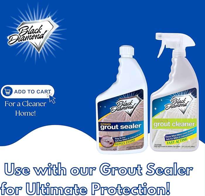 Black Diamond Ultimate Grout Cleaner: Best Cleaner for Tile,Ceramic,Porcelain, Marble Acid-Free Safe Deep Cleaner & Stain Remover for Even The Dirtiest Grout. (1-Quart/1-Brush) - Image 7