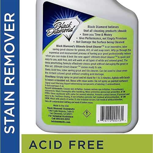 Black Diamond Ultimate Grout Cleaner: Best Cleaner for Tile,Ceramic,Porcelain, Marble Acid-Free Safe Deep Cleaner & Stain Remover for Even The Dirtiest Grout. (1-Quart/1-Brush) - Image 8