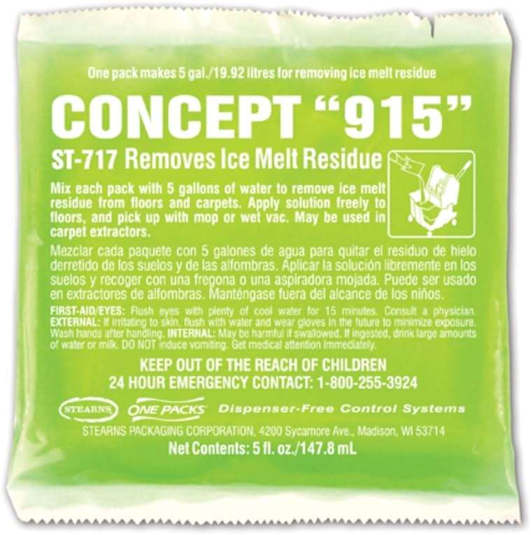 Stearns One Pack Concept 915 Ice Melt Residue Remover for Hard Floors and Carpets (36 - 5 fl. oz. Packets per Case) - Image 1