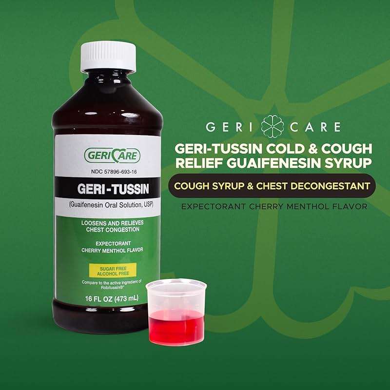 GeriCare Geri-Tussin Guaifenesin Oral Liquid Solution, Sugar-Free, Alcohol-Free Cough and Cold Relief Syrup, Helps Clear Chest Congestion, 16 Ounce Bottle (Pack of 1) - Image 2