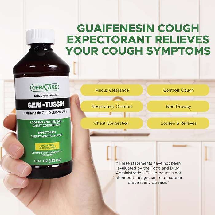 GeriCare Geri-Tussin Guaifenesin Oral Liquid Solution, Sugar-Free, Alcohol-Free Cough and Cold Relief Syrup, Helps Clear Chest Congestion, 16 Ounce Bottle (Pack of 1) - Image 3