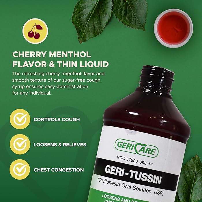 GeriCare Geri-Tussin Guaifenesin Oral Liquid Solution, Sugar-Free, Alcohol-Free Cough and Cold Relief Syrup, Helps Clear Chest Congestion, 16 Ounce Bottle (Pack of 1) - Image 4